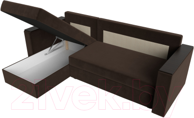 Диван угловой Лига Диванов Атланта Лайт Б/С левый / 117046L (микровельвет коричневый)