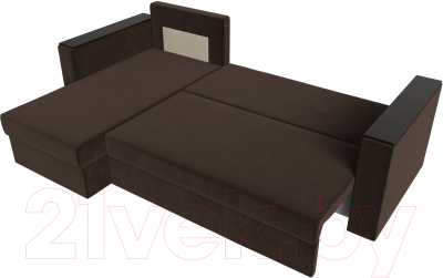 Диван угловой Лига Диванов Атланта Лайт Б/С левый / 117046L (микровельвет коричневый)