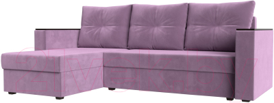 Диван угловой Лига Диванов Атланта Лайт Б/С левый / 117047L (микровельвет сиреневый) - фото