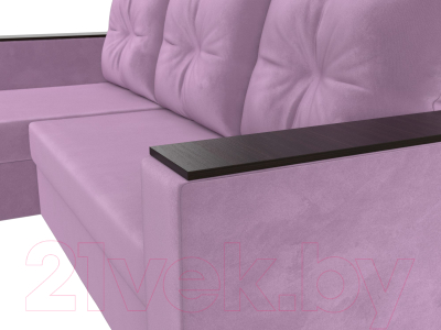 Диван угловой Лига Диванов Атланта Лайт Б/С левый / 117047L (микровельвет сиреневый)