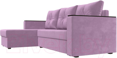 Диван угловой Лига Диванов Атланта Лайт Б/С левый / 117047L (микровельвет сиреневый)