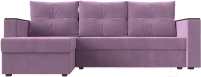 Диван угловой Лига Диванов Атланта Лайт Б/С левый / 117047L (микровельвет сиреневый)