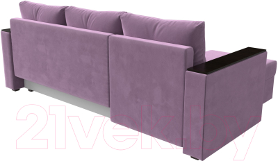 Диван угловой Лига Диванов Атланта Лайт Б/С левый / 117047L (микровельвет сиреневый)