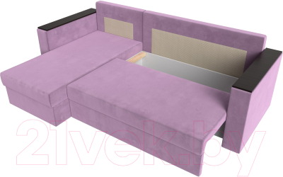 Диван угловой Лига Диванов Атланта Лайт Б/С левый / 117047L (микровельвет сиреневый)
