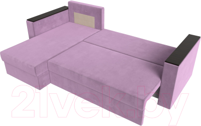Диван угловой Лига Диванов Атланта Лайт Б/С левый / 117047L (микровельвет сиреневый)