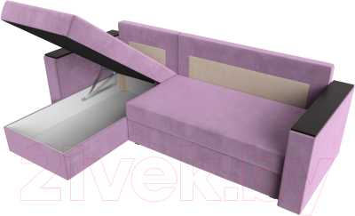 Диван угловой Лига Диванов Атланта Лайт Б/С левый / 117047L (микровельвет сиреневый)