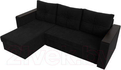 Диван угловой Лига Диванов Атланта Лайт Б/С левый / 117049L (микровельвет черный)