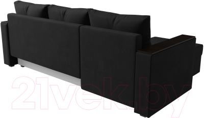 Диван угловой Лига Диванов Атланта Лайт Б/С левый / 117049L (микровельвет черный)