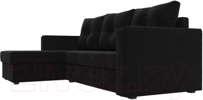 Диван угловой Лига Диванов Атланта Лайт Б/С левый / 117049L (микровельвет черный)