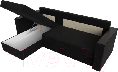 Диван угловой Лига Диванов Атланта Лайт Б/С левый / 117049L (микровельвет черный)