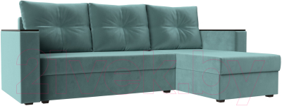 Диван угловой Лига Диванов Атланта Лайт Б/С правый / 117034 (велюр бирюзовый) - фото