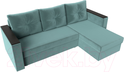 Диван угловой Лига Диванов Атланта Лайт Б/С правый / 117034 (велюр бирюзовый)