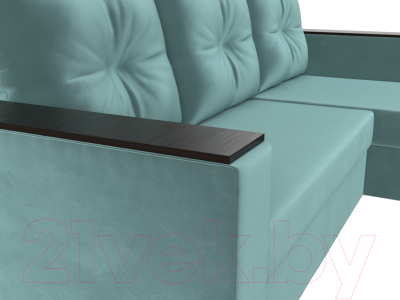 Диван угловой Лига Диванов Атланта Лайт Б/С правый / 117034 (велюр бирюзовый)