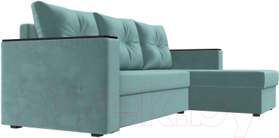 Диван угловой Лига Диванов Атланта Лайт Б/С правый / 117034 (велюр бирюзовый)