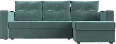 Диван угловой Лига Диванов Атланта Лайт Б/С правый / 117034 (велюр бирюзовый)