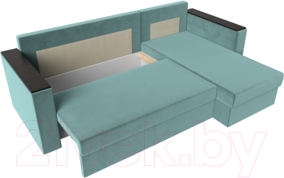Диван угловой Лига Диванов Атланта Лайт Б/С правый / 117034 (велюр бирюзовый)