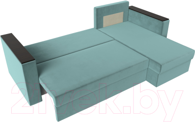 Диван угловой Лига Диванов Атланта Лайт Б/С правый / 117034 (велюр бирюзовый)