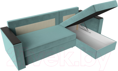 Диван угловой Лига Диванов Атланта Лайт Б/С правый / 117034 (велюр бирюзовый)