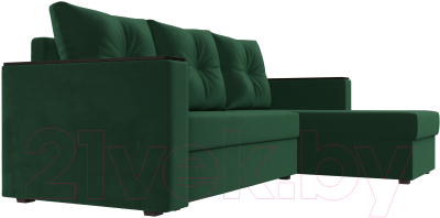 Диван угловой Лига Диванов Атланта Лайт Б/С правый / 117036 (велюр зеленый)