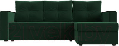 Диван угловой Лига Диванов Атланта Лайт Б/С правый / 117036 (велюр зеленый)