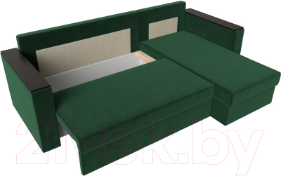 Диван угловой Лига Диванов Атланта Лайт Б/С правый / 117036 (велюр зеленый)