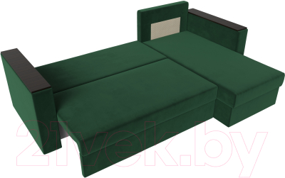 Диван угловой Лига Диванов Атланта Лайт Б/С правый / 117036 (велюр зеленый)