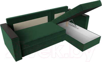 Диван угловой Лига Диванов Атланта Лайт Б/С правый / 117036 (велюр зеленый)