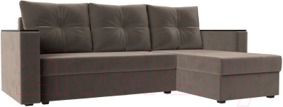 Диван угловой Лига Диванов Атланта Лайт Б/С правый / 117037 (велюр коричневый) - фото