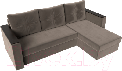 Диван угловой Лига Диванов Атланта Лайт Б/С правый / 117037 (велюр коричневый)