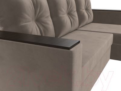 Диван угловой Лига Диванов Атланта Лайт Б/С правый / 117037 (велюр коричневый)