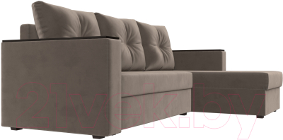 Диван угловой Лига Диванов Атланта Лайт Б/С правый / 117037 (велюр коричневый)
