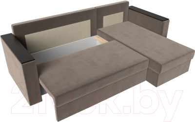 Диван угловой Лига Диванов Атланта Лайт Б/С правый / 117037 (велюр коричневый)