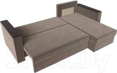 Диван угловой Лига Диванов Атланта Лайт Б/С правый / 117037 (велюр коричневый)