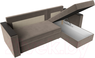 Диван угловой Лига Диванов Атланта Лайт Б/С правый / 117037 (велюр коричневый)