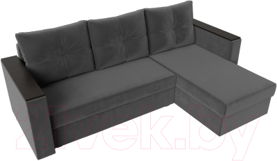 Диван угловой Лига Диванов Атланта Лайт Б/С правый / 117038 (велюр серый)