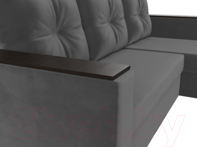 Диван угловой Лига Диванов Атланта Лайт Б/С правый / 117038 (велюр серый)