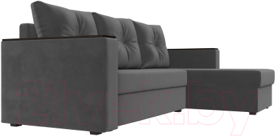 Диван угловой Лига Диванов Атланта Лайт Б/С правый / 117038 (велюр серый)