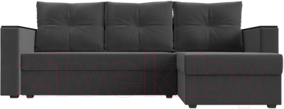 Диван угловой Лига Диванов Атланта Лайт Б/С правый / 117038 (велюр серый)