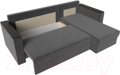 Диван угловой Лига Диванов Атланта Лайт Б/С правый / 117038 (велюр серый)