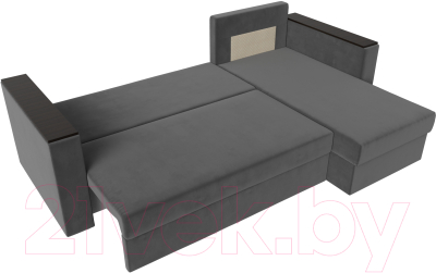 Диван угловой Лига Диванов Атланта Лайт Б/С правый / 117038 (велюр серый)