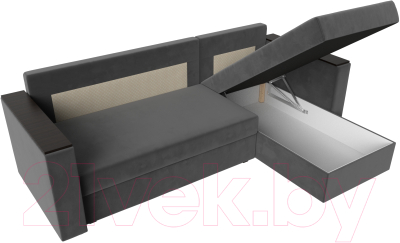 Диван угловой Лига Диванов Атланта Лайт Б/С правый / 117038 (велюр серый)
