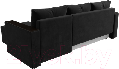Диван угловой Лига Диванов Атланта Лайт Б/С правый / 117040 (велюр черный)