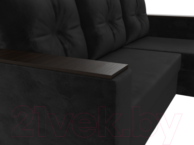 Диван угловой Лига Диванов Атланта Лайт Б/С правый / 117040 (велюр черный)