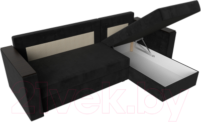 Диван угловой Лига Диванов Атланта Лайт Б/С правый / 117040 (велюр черный)