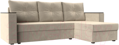 Диван угловой Лига Диванов Атланта Лайт Б/С правый / 117041 (микровельвет бежевый) - фото