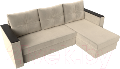 Диван угловой Лига Диванов Атланта Лайт Б/С правый / 117041 (микровельвет бежевый)