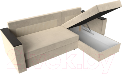 Диван угловой Лига Диванов Атланта Лайт Б/С правый / 117041 (микровельвет бежевый)