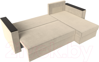 Диван угловой Лига Диванов Атланта Лайт Б/С правый / 117041 (микровельвет бежевый)