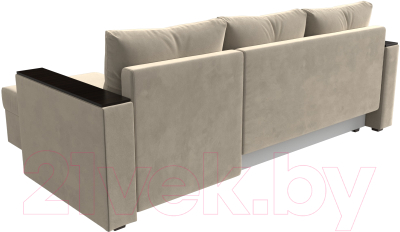 Диван угловой Лига Диванов Атланта Лайт Б/С правый / 117041 (микровельвет бежевый)