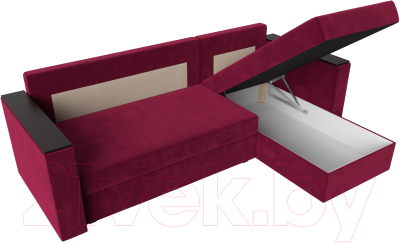 Диван угловой Лига Диванов Атланта Лайт Б/С правый / 117042 (микровельвет бордовый)